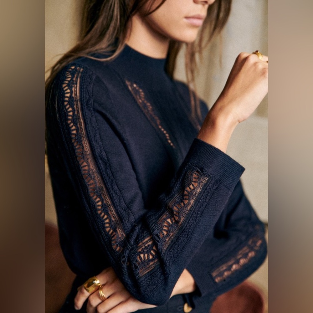 Sezane Janis Jumper Medium in Marine